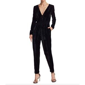 NWT Monique Lhuillier Anthropologie Velvet Tapered Jumpsuit Sz 0 / XS